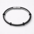 Uomo bracciale pelle 2 fili acciaio