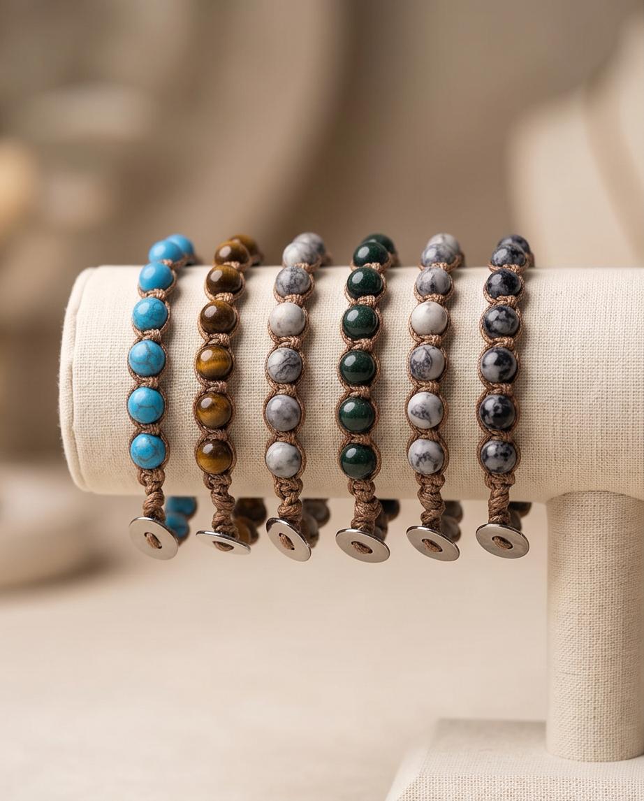 Uomo bracciale acciaio intreccio corda
