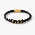 Uomo bracciale acciaio intreccio pelle