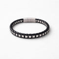Uomo bracciale acciaio intreccio pelle