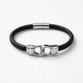 Uomo bracciale acciaio intreccio pelle