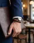 Uomo bracciale acciaio treccia pelle 0.7cm
