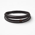 Uomo bracciale acciaio pelle 5 fili