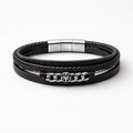 Uomo bracciale acciaio pelle intreccio 3 fili