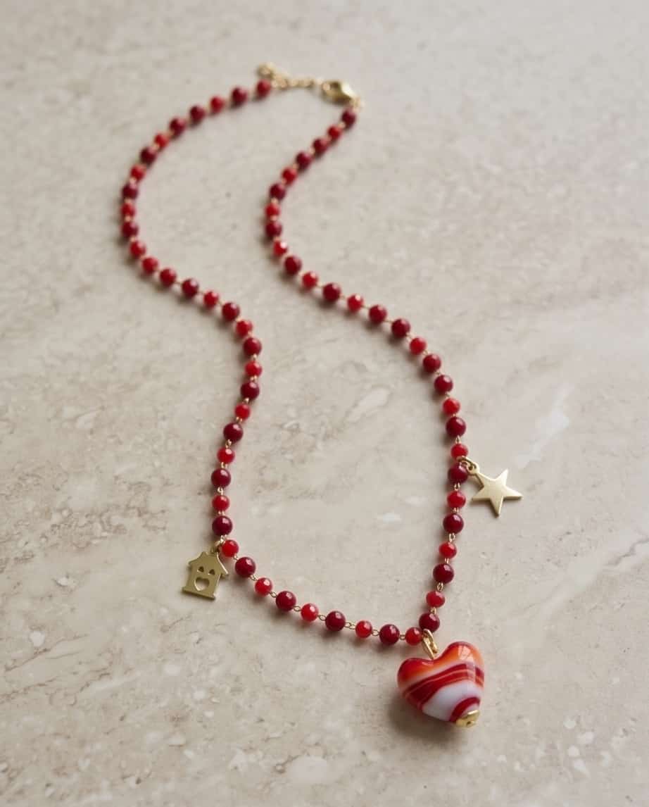 Collana regolabile acciaio pendente cuore made in italy