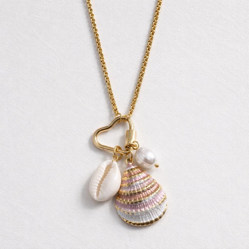Collana regolabile acciaio conchiglia smaltata