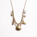 Collana regolabile acciaio cordino perle conchiglia