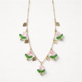 Collana regolabile acciaio papaveri rosa vetro