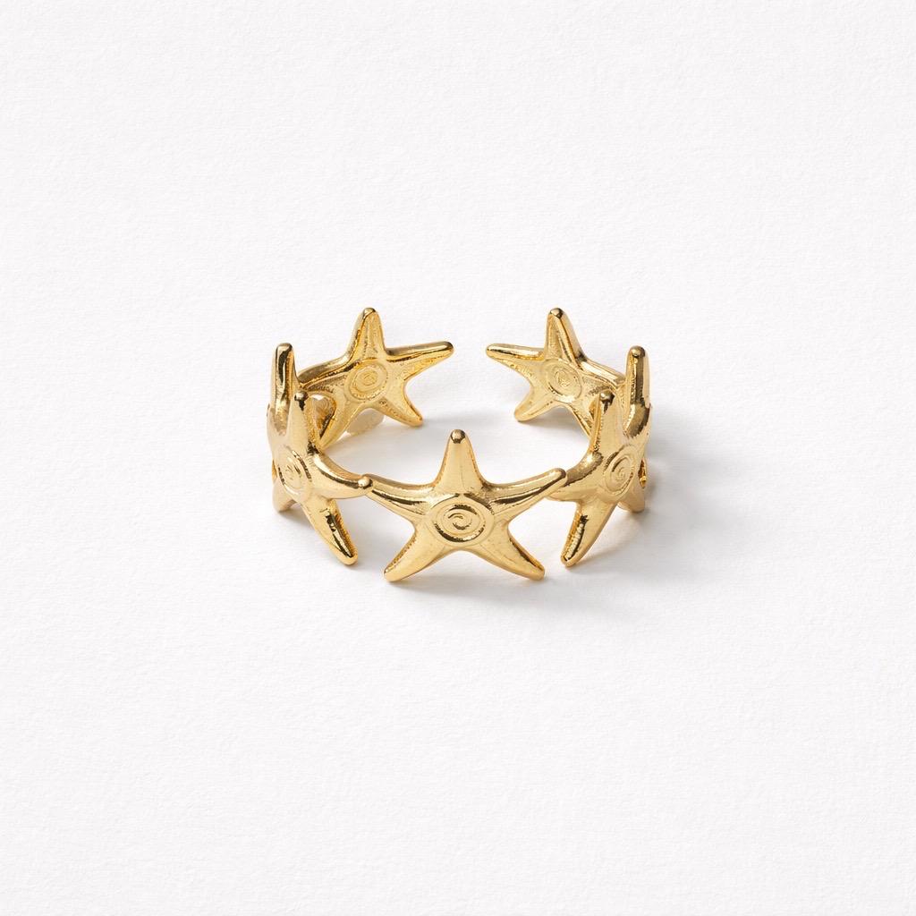 Anello acciaio stelle marine