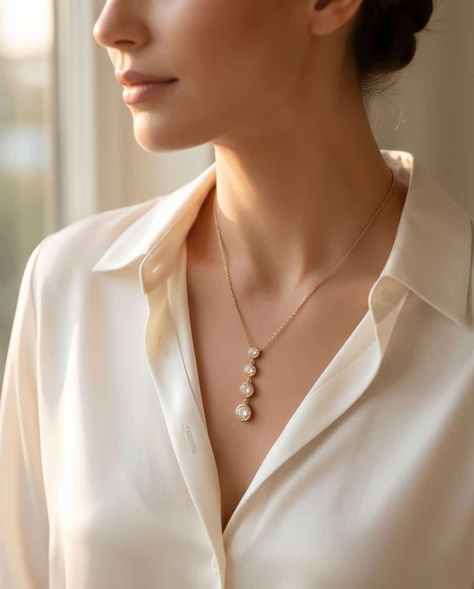 Collana regolabile acciaio 5 zirconi