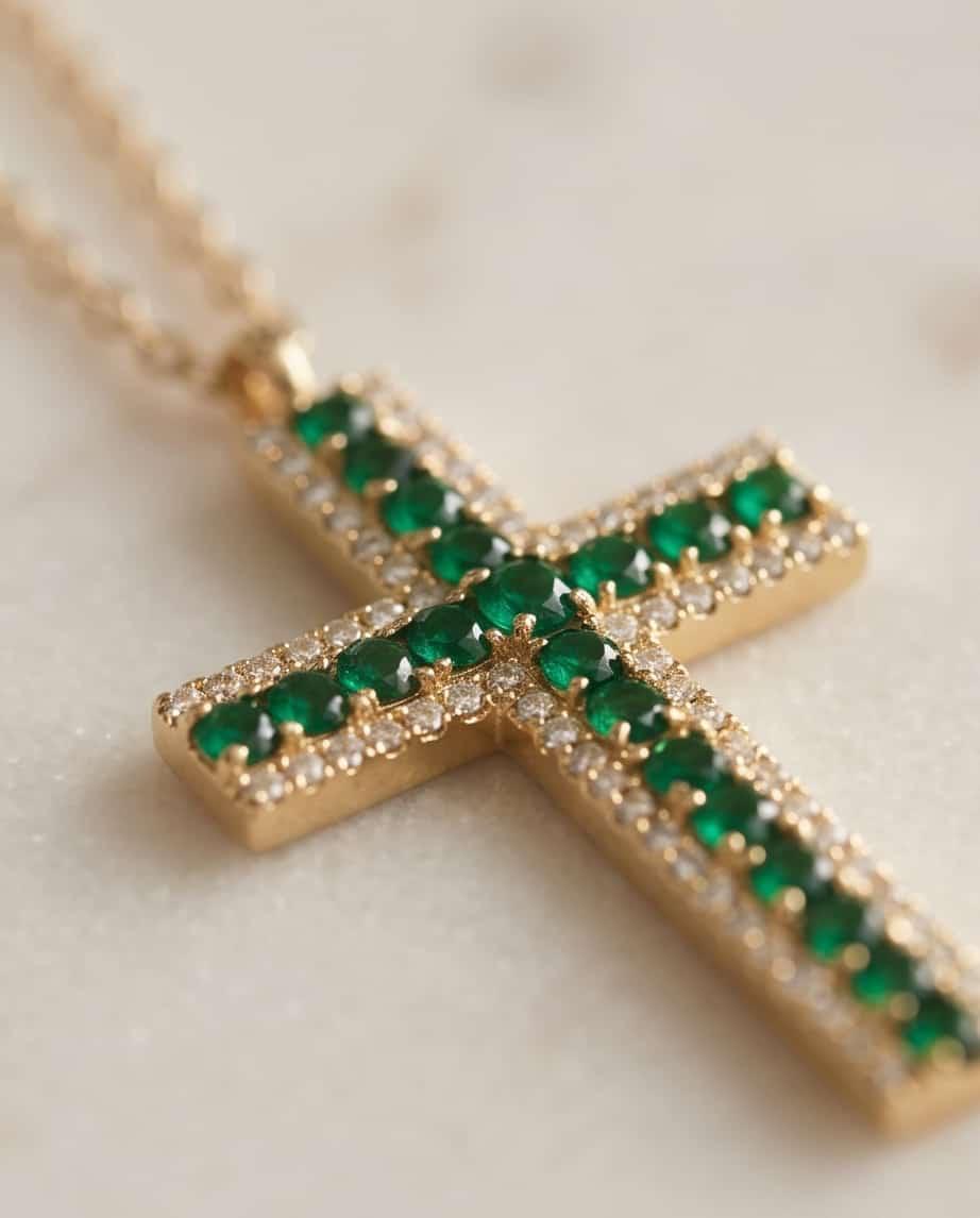 Collana regolabile acciaio croce strass