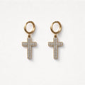 Orecchini cerchi croci strass