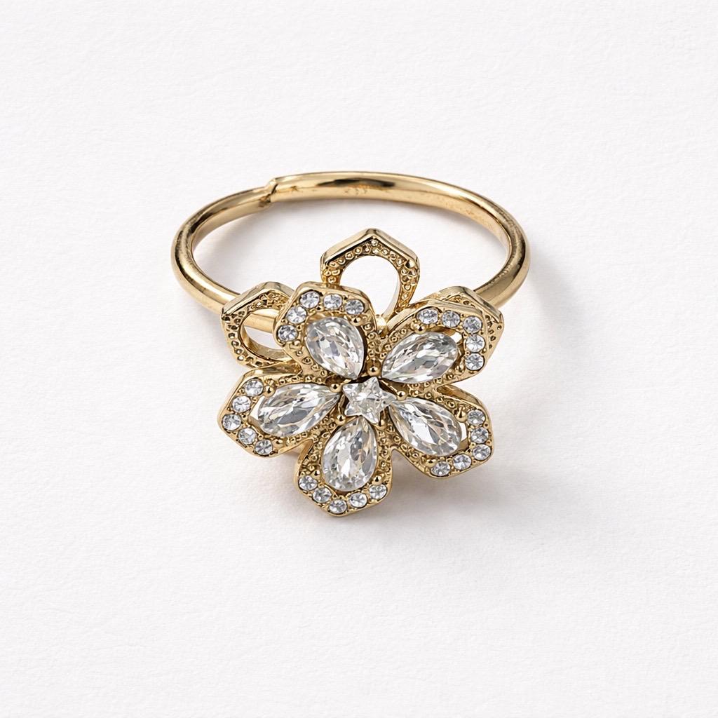Anello acciaio fiore girevole antistress