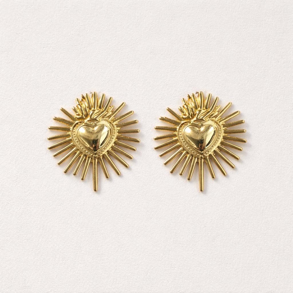 Orecchini lobo cuore sacro raggi 3cm