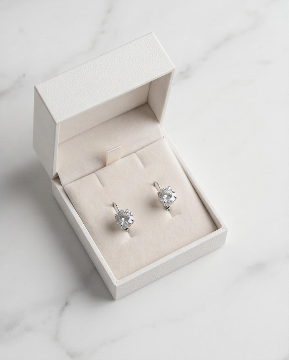 Orecchini cerchi monachella acciaio zircone 6mm