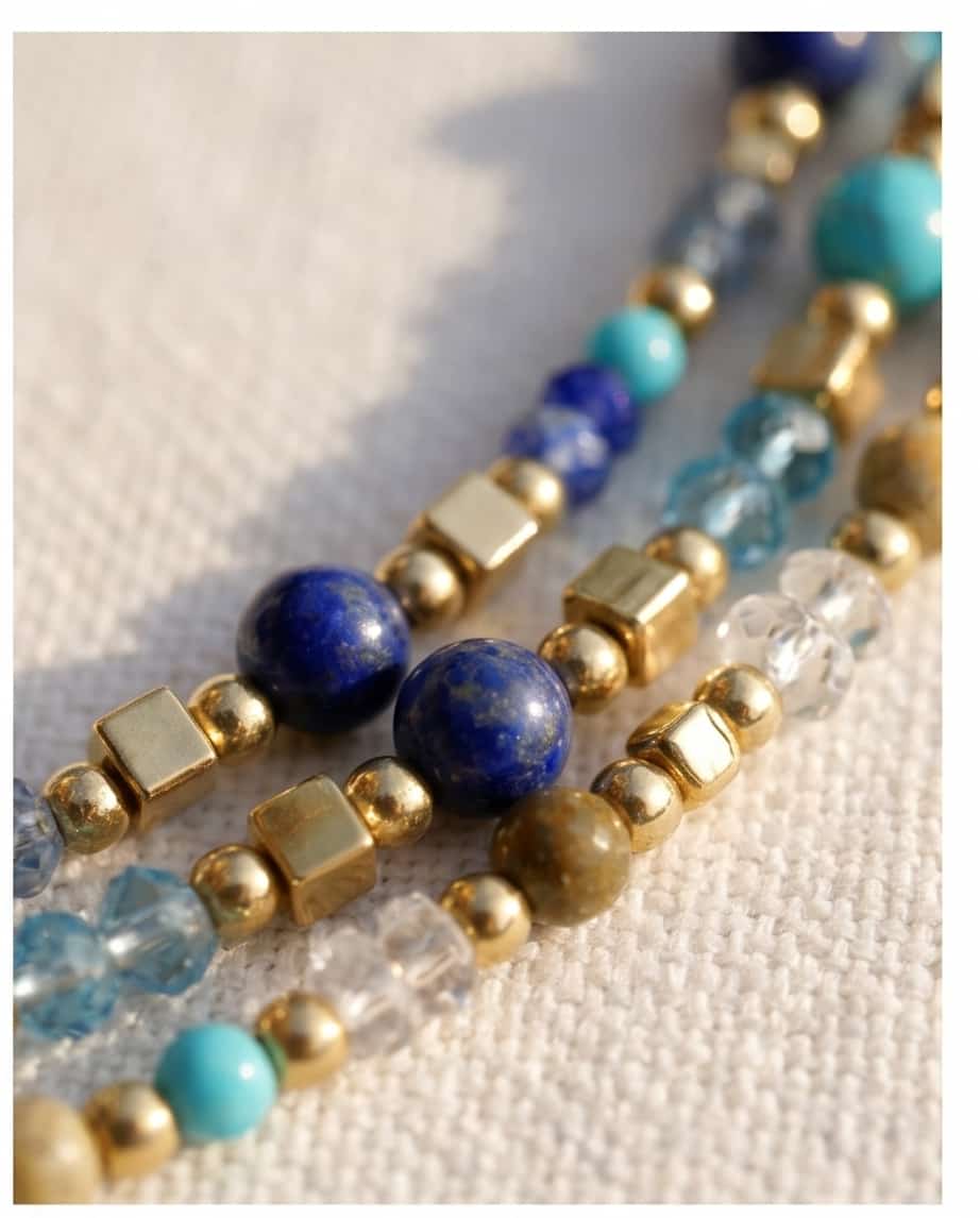 Collana regolabile acciaio pietrine vetro