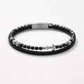 Uomo bracciale acciaio 2 fili ancora
