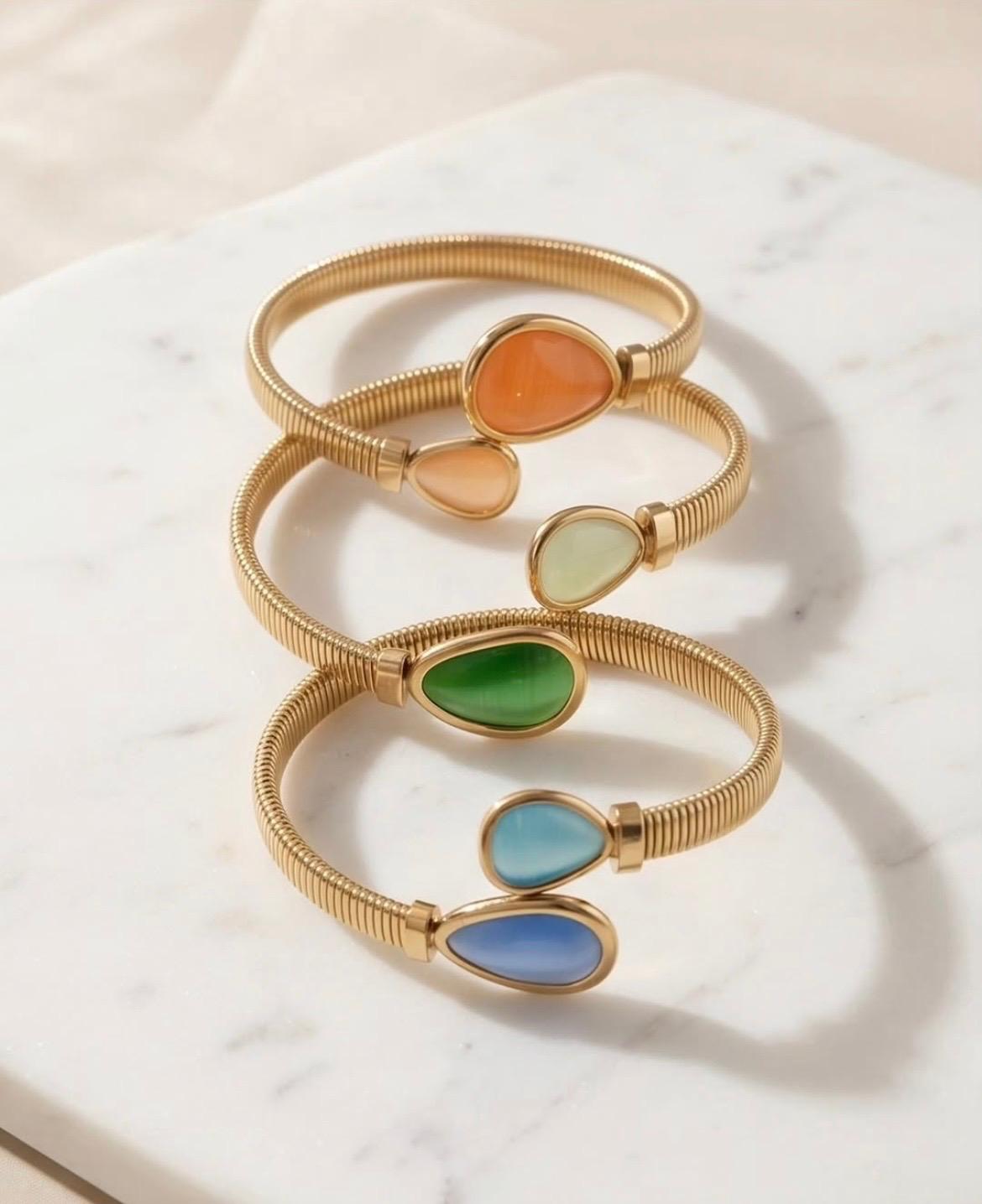 Bracciale rigido acciaio armonico occhio di gatto