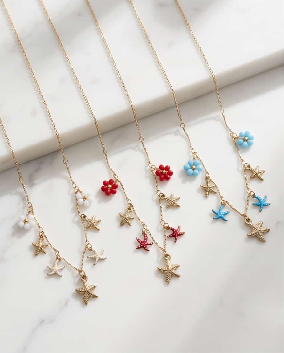 Collana regolabile acciaio stelle marine