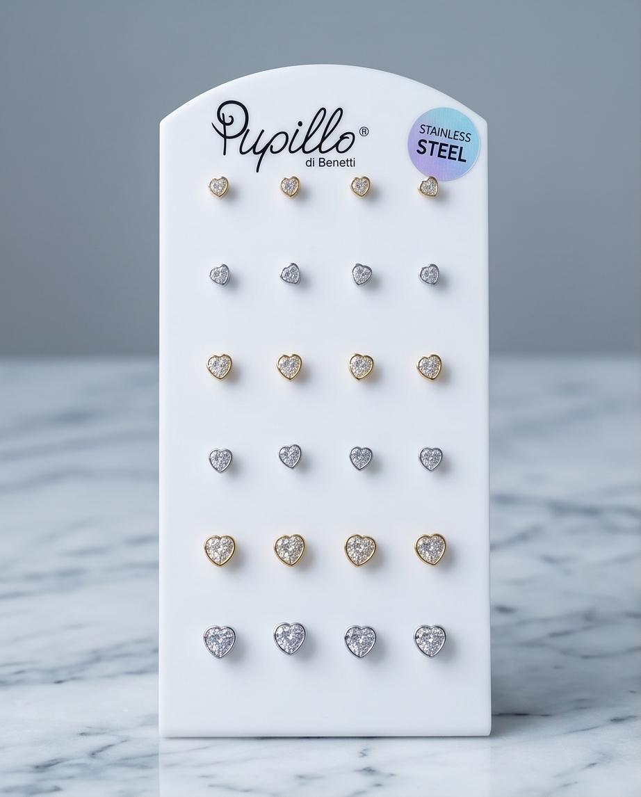 Espositore Prendi e Vendi acciaio punti luce cuore 4/5/6mm
