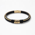 Uomo bracciale acciaio intreccio pelle