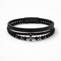 Uomo bracciale acciaio pelle pietra