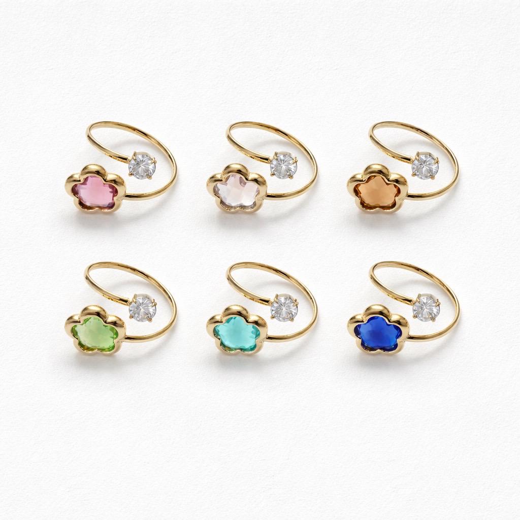 Anello acciaio fiore vetro