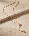 Collana lunga acciaio 80cm perla saliscendi