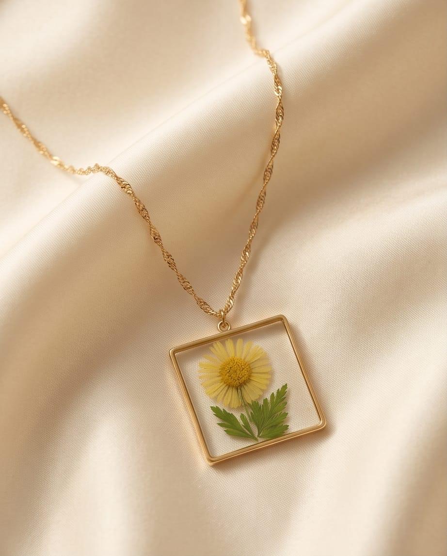 Collana regolabile acciaio girasole vetro