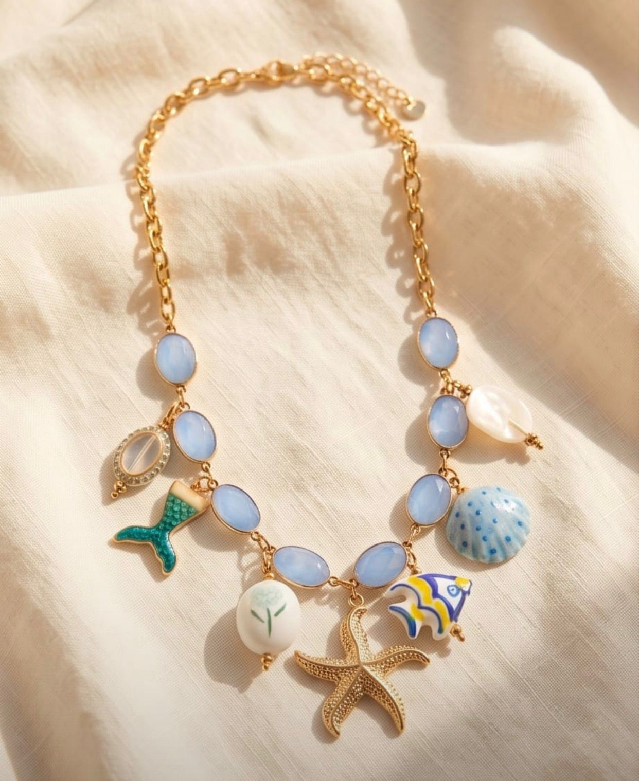 Collana regolabile acciaio charms vetro stella