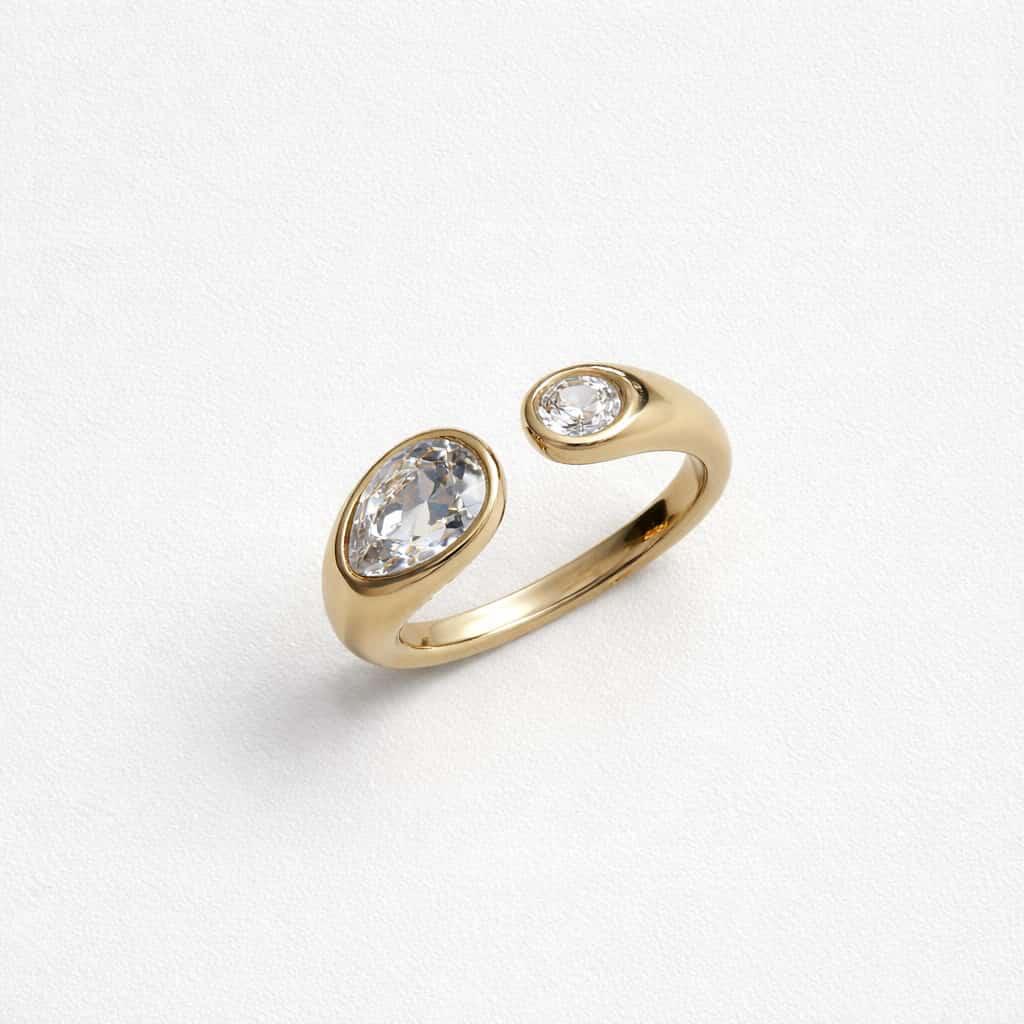 Anello acciaio doppio strass