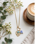 Collana regolabile acciaio cuore smaltato ceramica