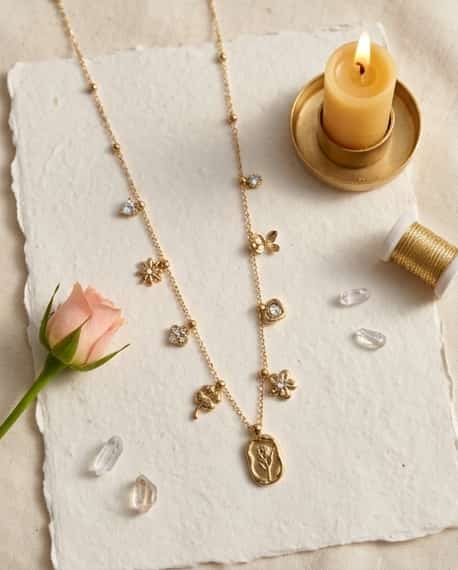 Collana regolabile acciaio fiore
