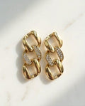 Orecchini pendenti acciaio catena strass 3cm