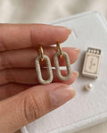 Orecchini cerchi ovale strass 3cm