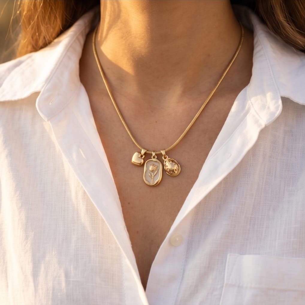 Collana regolabile cordino magnetico fiore cuore