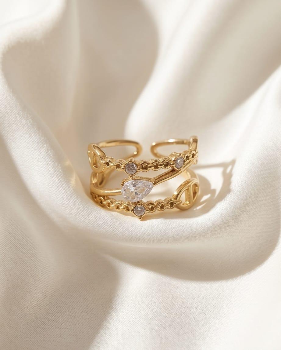 Anello acciaio pietra ovale