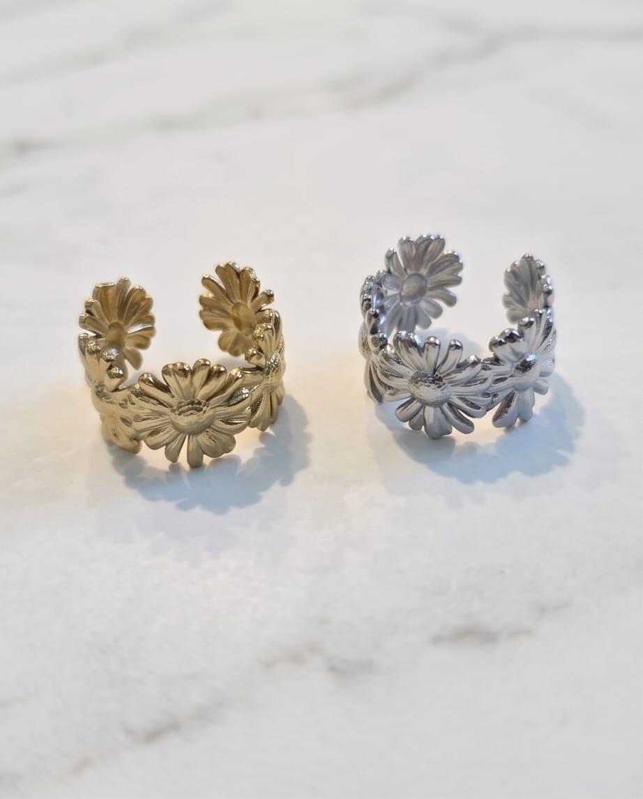Anello acciaio girasoli
