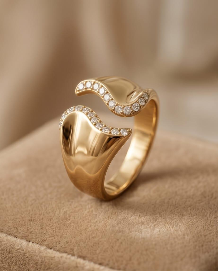 Anello acciaio fascia strass