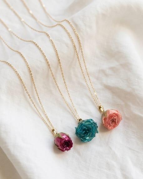 Collana regolabile acciaio fiore secco