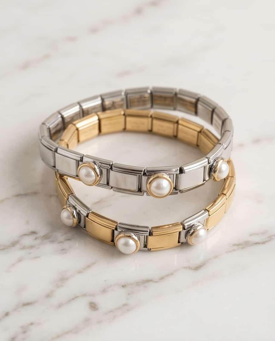 Bracciale elastico acciaio perline