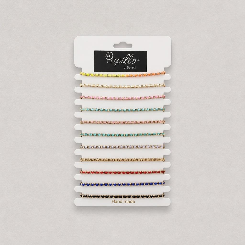 Espositore Prendi e Vendi metallo 12 bracciali stoffa vetro