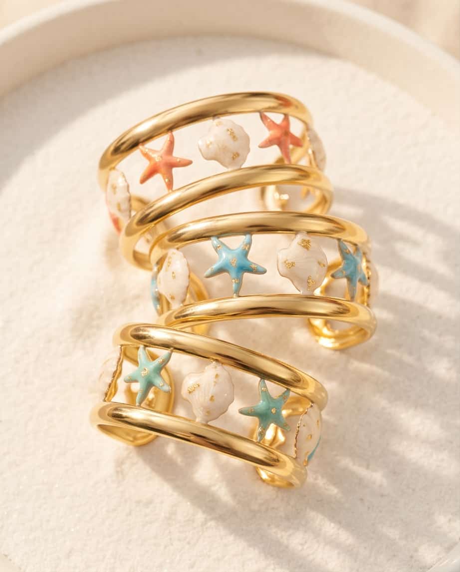 Bracciale rigido acciaio stelle smaltate