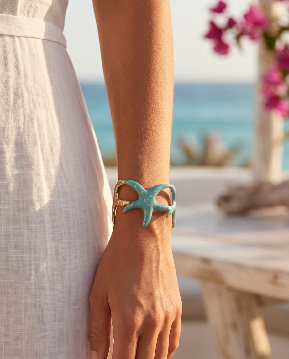 Bracciale rigido acciaio stelle smaltate