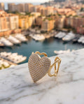 Anello acciaio cuore strass