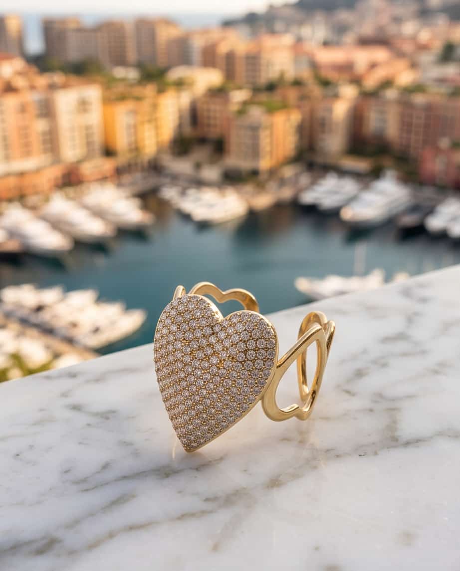Anello acciaio cuore strass