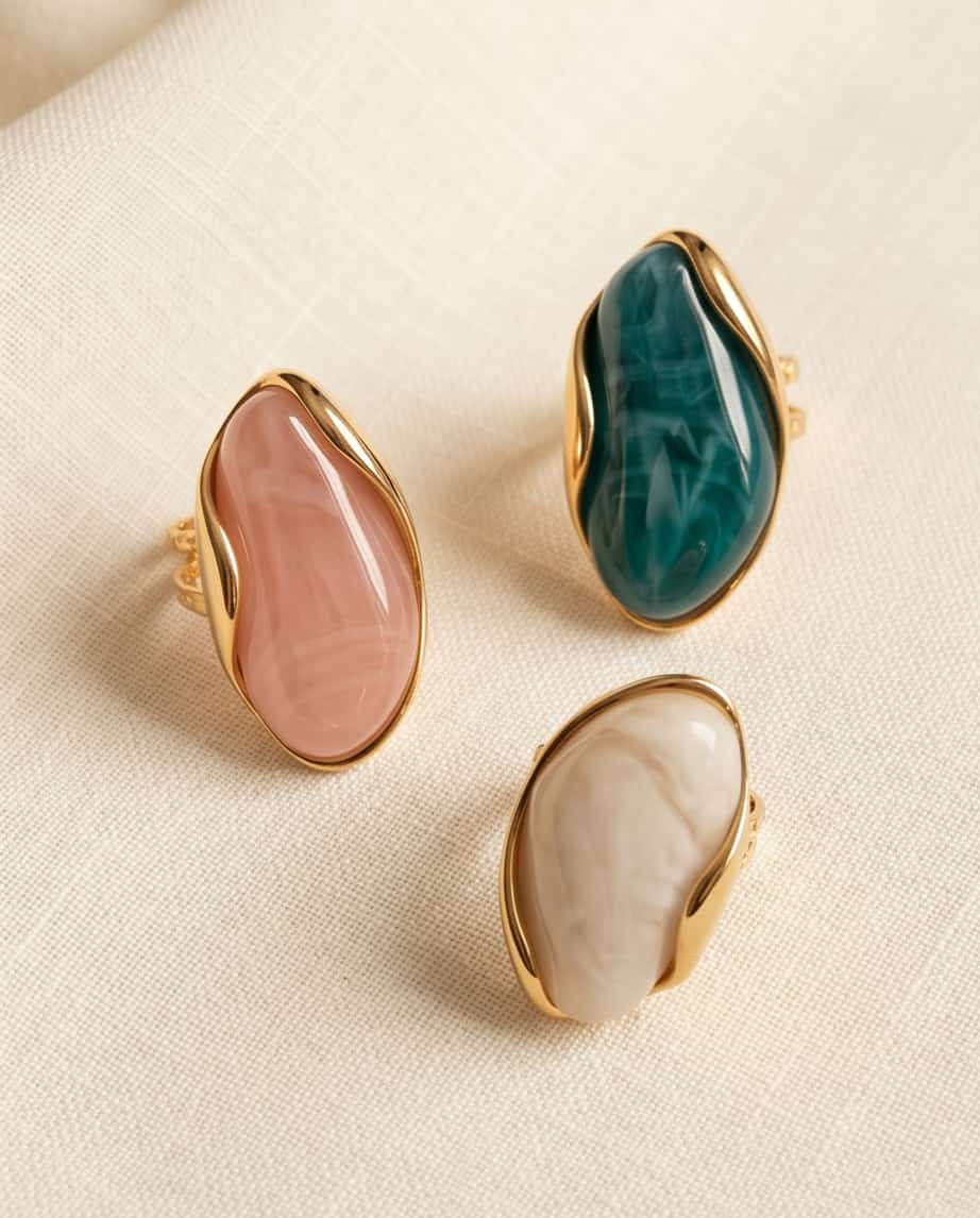 Anello acciaio pietra resina