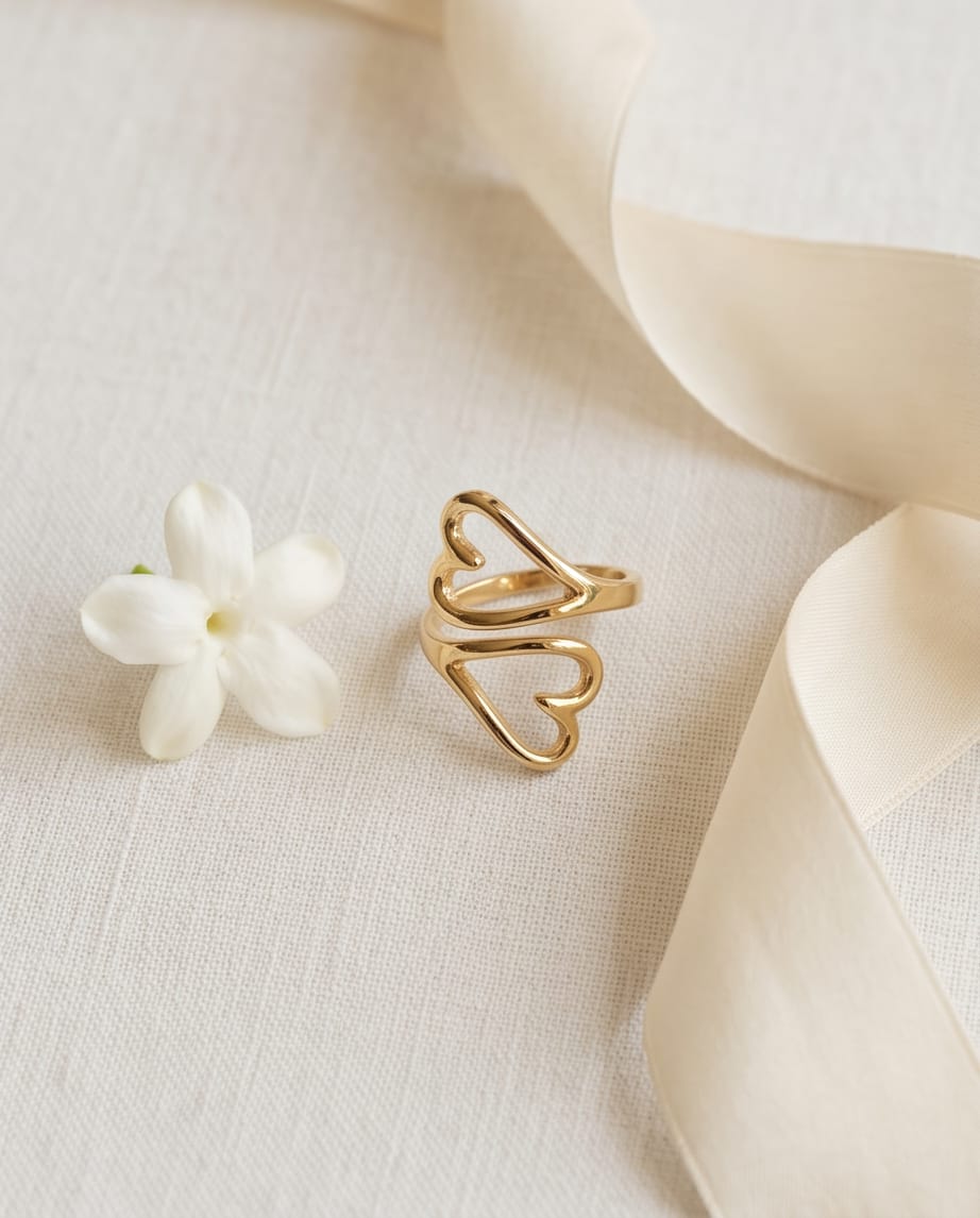 Anello acciaio doppio cuore