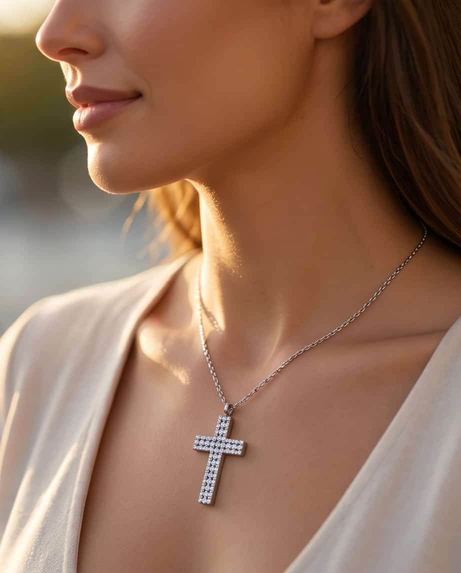 Collana regolabile acciaio croce