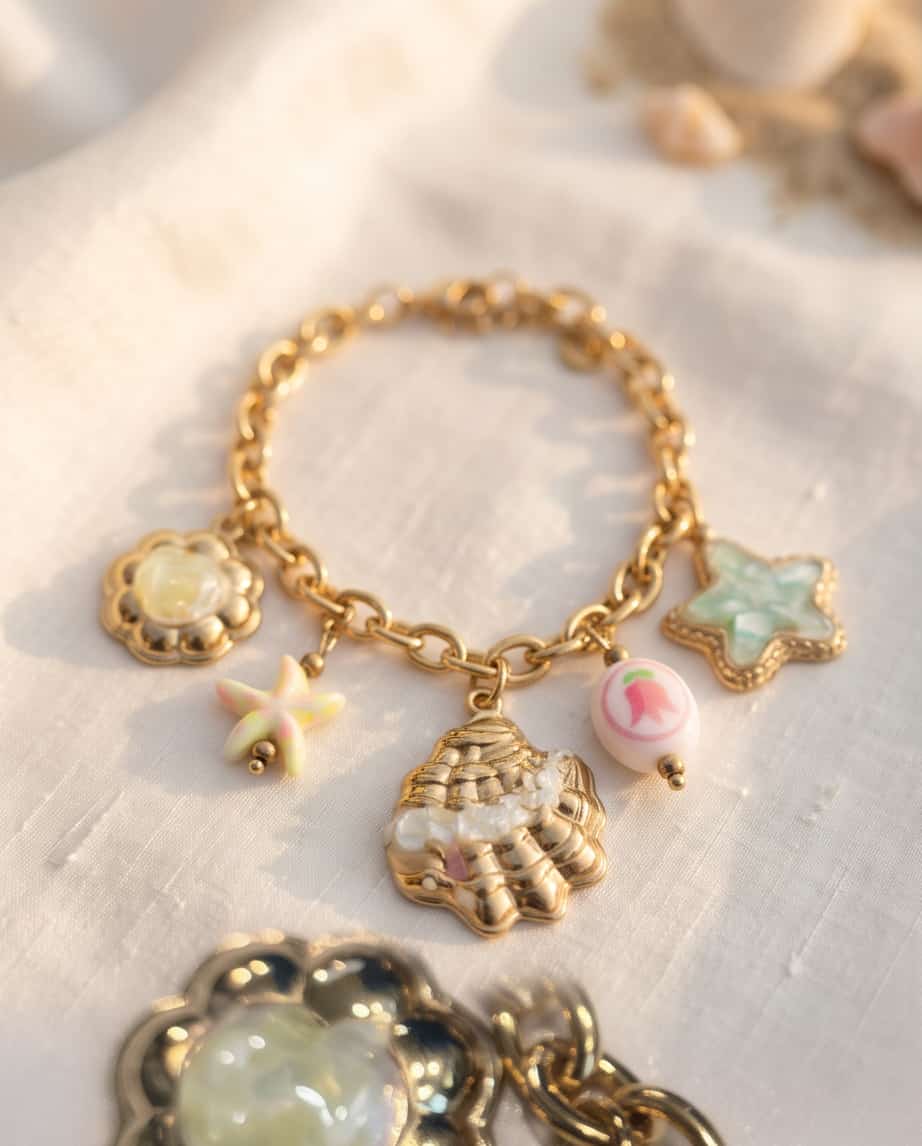 Bracciale regolabile acciaio conchiglia smaltata